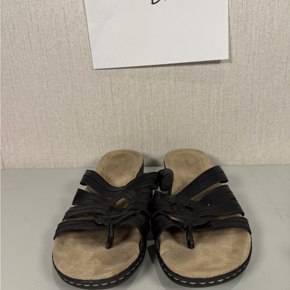 Croft & Barrow Women's Stork Slip On Comfort Slide‎ Sandals Black Size:9M